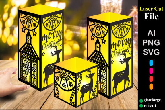 3D Christmas Paper Cut Ornaments Lantern