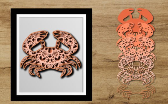 3D Crab SVG 4 Layers