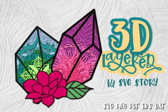 3D Gemstones 05 Layered SVG Design: A Versatile Digital Resource for Creative Projects