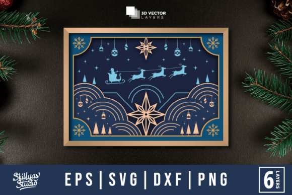 3D Geometry Christmas Scene SVG
