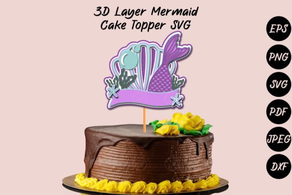 3D Layer Mermaid Cake Topper SVG for Creative Party Decorations