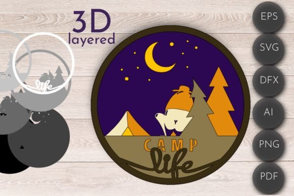 3D Layered Camp Life Sign: Creative Wall Art for Every Space