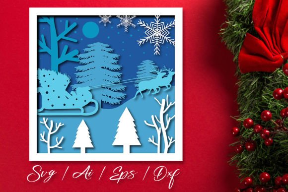 3D Layered Christmas Shadow Box Svg
