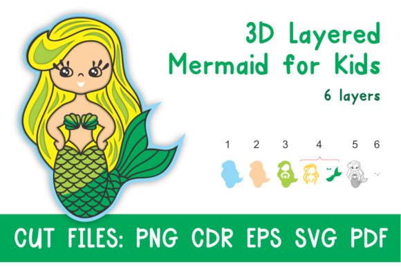 3D Layered Mermaid for Kids Cut Files