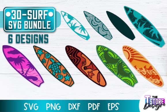 3D Layered Surf SVG Paper Cut File