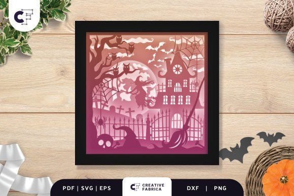 3D Shadow Box Halloween Night Scene