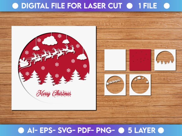 Christmas Paper Cut 3D SVG for Creative Projects
