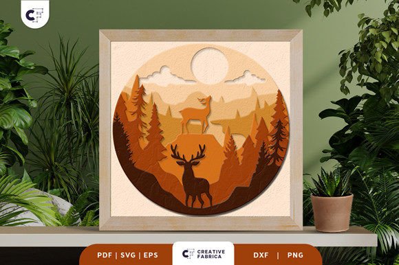 Deer on the Cliff 3D Layered Paper Cut: A Creative Masterpiece for Crafters