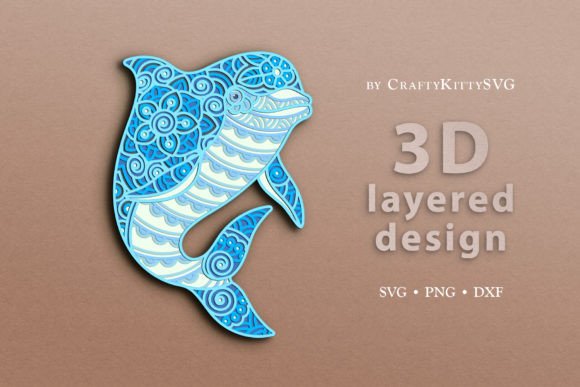 Dolphin 3D Layered SVG Cut File