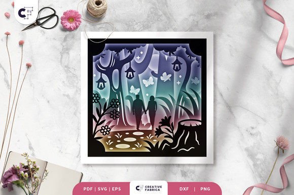 Explore the Magic of Romantic Couple in Fairy Forest 3D SVG
