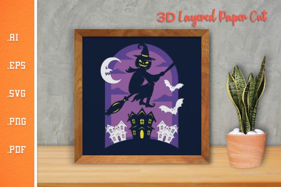 Halloween Witch - 3D SVG Paper Cut 6