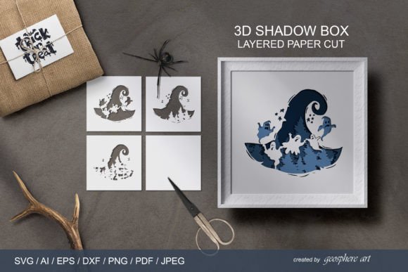 Halloween Witch Hat 3D Layered Papercut
