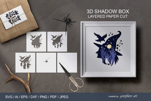 Halloween Witch Hat 3D Shadow Box