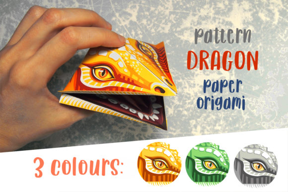 Paper Origami 3D Dragon Template DIY Toy