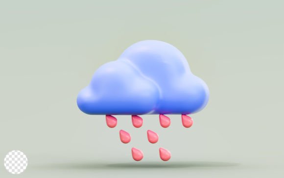 Rain Cloud Sign 3D Render Concept for Ra