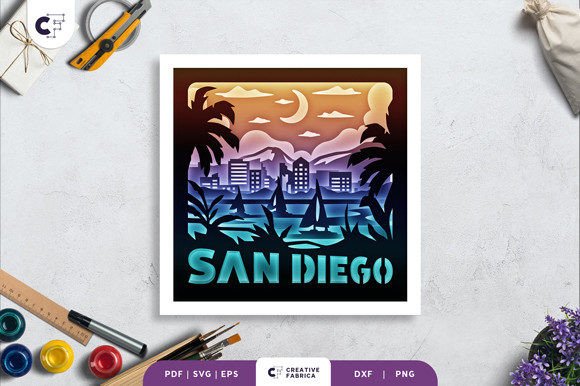 San Diego California 3D Shadow Box