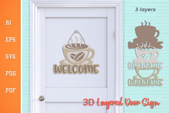 Welcome Coffee Sign - The Perfect 3D Door Sign for Your Business or Home